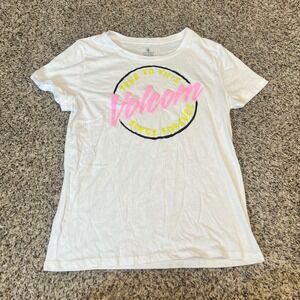 Volcom True To This Graphic T Shirt White Pink Yellow M Medium